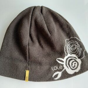 Lole Green Beanie with White Floral Design